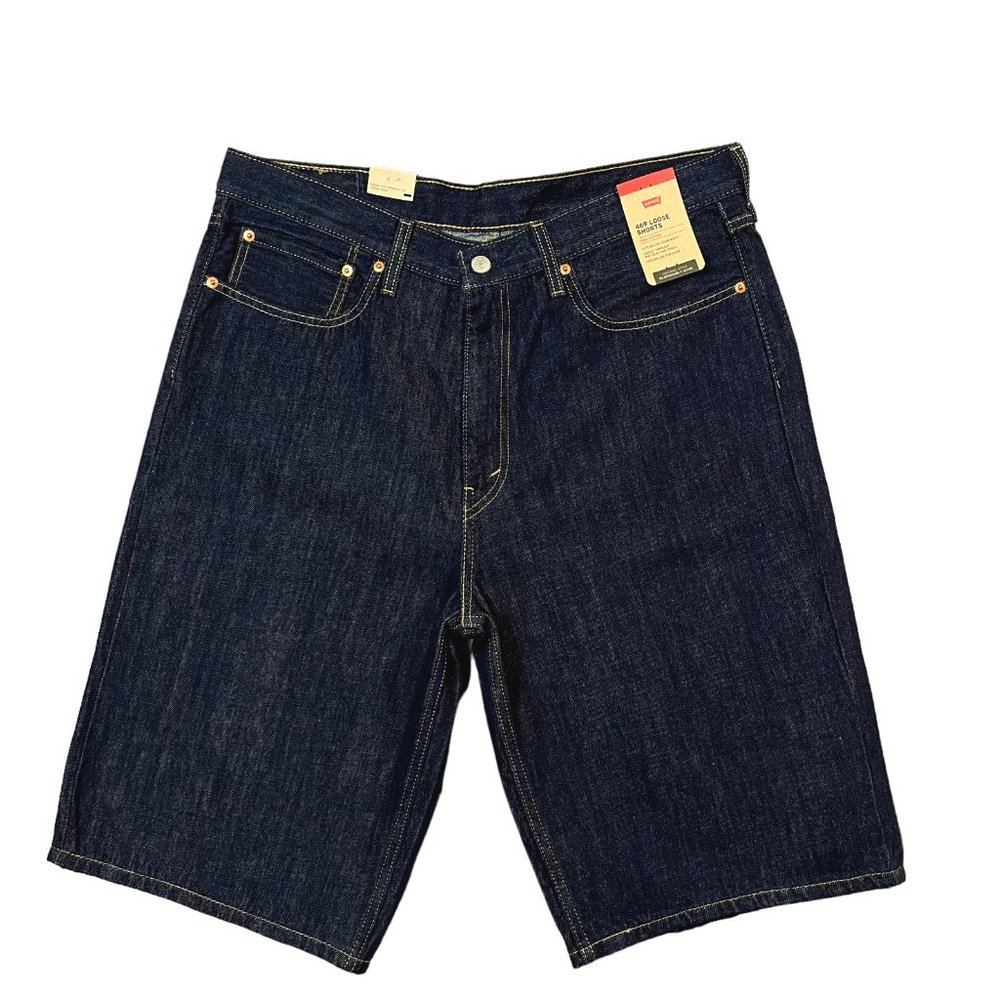 Levis 469 Mens Denim Shorts Size 34 Dark Blue Loose Fit Casual &‎ Stylish